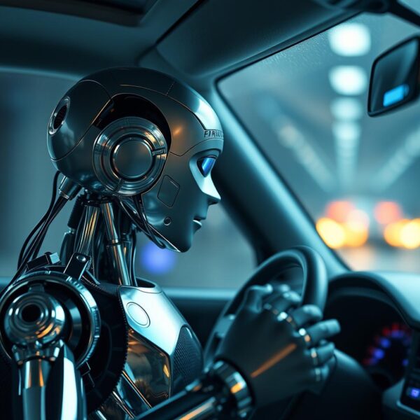 تصویری از ربات های آینده در حال رانندگی ماشین